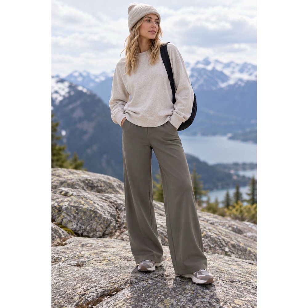 Tentree Womens Flint Pant High Rise Wide Leg Size 10 Casual Stretch Organic